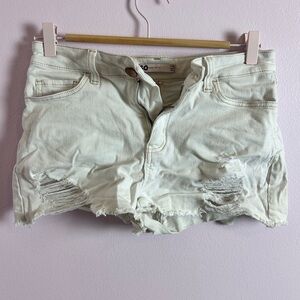 SO White Jean Shorts Distressed Raw Hem